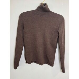 Lafayette 148 New York Brown Wool Blend Turtleneck Sweater Petite Small Slim Fit